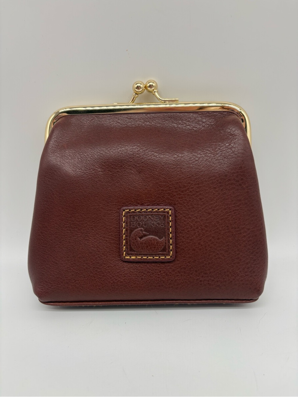 Dooney & Bourke Florentine Chestnut Brown Frame Purse Kisslock Wallet